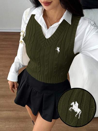 SHEIN PETITE 女士休闲百搭通勤针织背心
