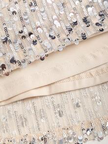 Sweetra Fashionable Sequin Embroidered Tie-Up Slimming Skirt, Chic Party Attention-Grabbing Design, Versatile Summer New Arrival - Silver - View 6