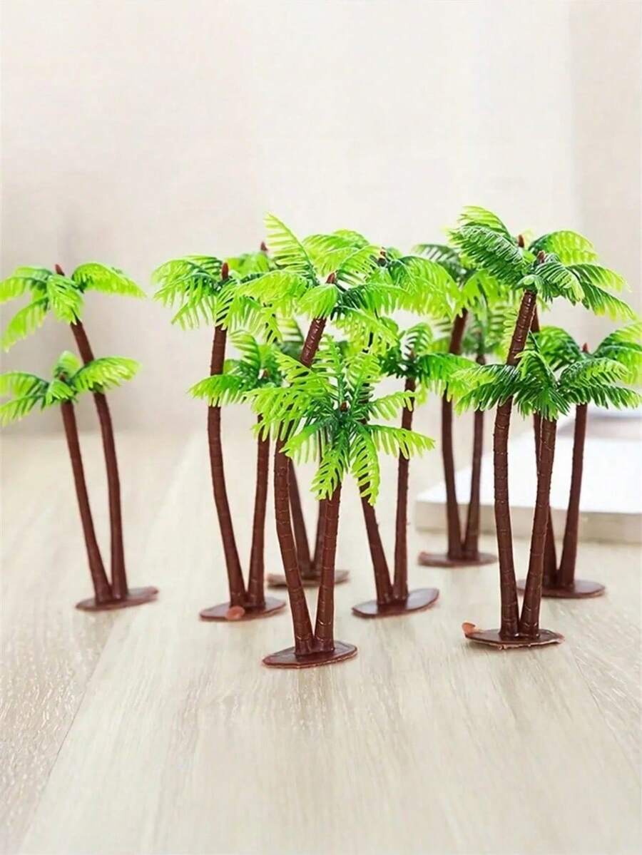5/8/10件装仿真水草椰子树微型植物沙盘游戏模型水族箱景观仿真椰子树 - 彩色 - 查看 1