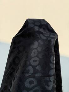 Plus Size Women's Spring/Summer Leopard Print Jacquard Plunging Neck Elegant Slip Dress - Black - View 8