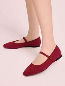 CUCCOO DOLLMOD Women's Casual Versatile Commute Simple Flats For Christmas Spring Shoes - Red. - View 3
