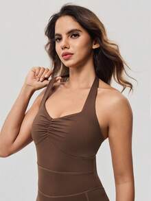 OutZeal 女士运动连体裤日常休闲速干收腹塑形文胸 - 棕色 - 查看 8