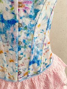 Soleia Summer Holiday Outfits Carnival Women Birthday Outfits For Women Holiday Outfits For Women Casual Blouses For Women  Women's Floral Jacquard Front Button Shaping Camisole Top - Multicolor - View 6