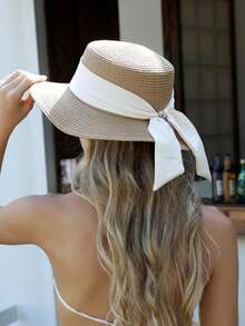 Arave Women Sun Straw Hat Wide Brim UPF 50 Summer Hat Foldable Roll Up Floppy Beach Hats For Women - Khaki - View 2