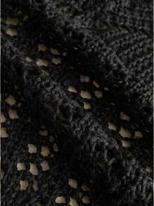 Soleia Women's Romantic Vacation Knit Halter Neck Tie Top And Multi-Layer Ruffle Hem Midi Skirt 2-Piece Set, Suitable For Beach, Seaside, Sexy, Dating Beach Skirt Set Vacation Outfits Woman 2 Piece Women Summer 2 Pieces Sets Festival Two Piece Outfit Skirt Swimsuit Set - Black - View 10