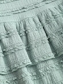 Sweetra Women's Halter Tie Waist Ruffle Hem Dress - Mint Green - View 3