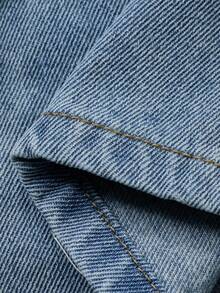 DAZY Quần short denim dài đến 3/4, cạp chun co giãn dành cho bé gái. - Màu xanh lam - Xem 8