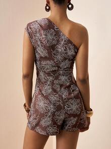 Zivah Bộ áo liền quần nữ in họa tiết độc đáo, không tay, kiểu dáng thường ngày, năm 2026. - màu nâu - Xem 4