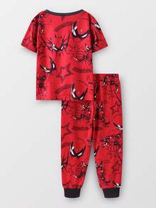 SHEIN Young Boy's Casual Snug Fit Graphic Print Thick Crew Neck Long Sleeve Top And Pants Loungewear Set, Suitable For Autumn/Winter - Multicolor - View 3