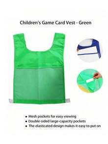 1 Pc Scrimmage Vest For Kids, 4 Color, Practice Vest, Card Insertable Game Vest, Training Bib, PE Bib, Team Competition Vest Kids, Pocket Vest, Cogn Game Tool, Teaching Aid, Interact Learn, Home, Class, Out, Party Games, Back To School - Multicolor - View 12