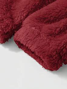Manfinity Hypemode Men's Solid Color Fleece Zip-Up Loose Fit Sweatshirt - Burgundy - View 4