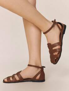 Styleloop Ladies, Buckles, Trim, Flat Sandals - Brown - View 5