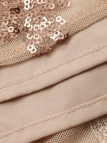 DAZY Đầm dài ôm dáng họa tiết hoa đính sequin, đầm thanh lịch mùa xuân/hè dành cho nữ. - Màu be - Xem 8