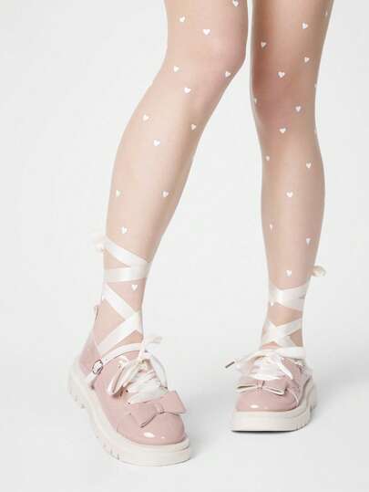 ROMWE Kawaii Women's Slope Heel Platform Shoes Dark Rock Punk Goth Shoes Closed Toes Mary Jane Small Leather Shoes White Bow College Style Japanese JK Shoes Lace Cross Strap With Skirt Shoes