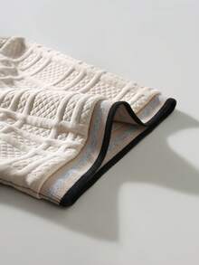 EGENSIO Men's Jacquard Solid Color Textured Ribbed Collar 3-Button Polo Shirt Set - Apricot - View 3