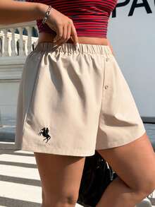 SHEIN EZwear Damen Große Größen Lässig vielseitige bestickte Shorts, Frühling/Sommer - Verschiedenfarbig - Übersicht 3