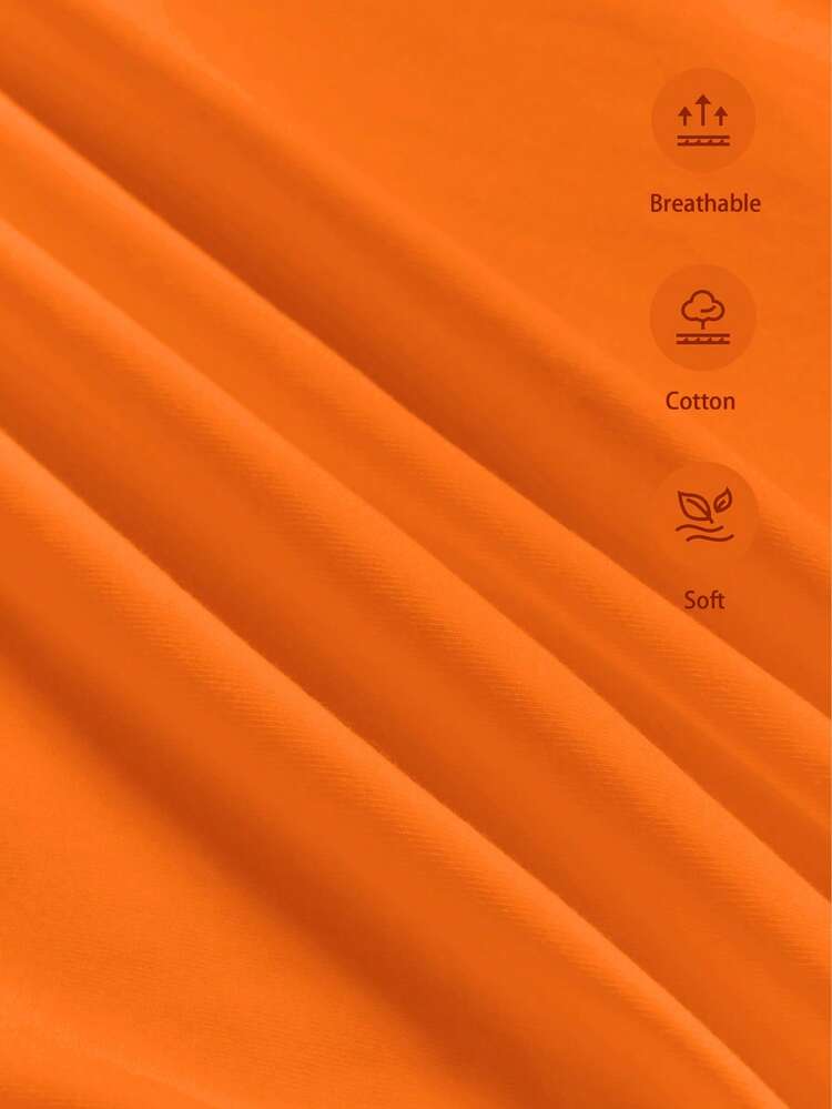 SHEIN Young Boys Casual Simple Round Neck T-Shirt, Suitable For Summer - Orange - View 4