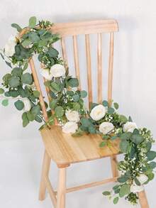 Lifelike Faux Money Eucalyptus Vine Greenery Artificial Willow Leaf Christmas Hanging Wreath Wedding Home Centerpiece Flexible Bendable Stems - White - View 5