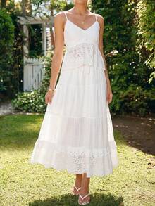 KARISMINA Women's Sping Summer Romantic Embroidered White 2 Pieces Set, Suitable For Spring/Summer Vacation,Vacation Outfits Women,Party Dress,Elegant Dresses For Party,Wedding Guest Dress For Women,Graduation Dress,White Dresses For Women,Spring Women,Vacation Outfits Women,Party Dress,Elegant Dresses For Party,Wedding Guest Dress For Women,Graduation Dress,Lady's White Two-Piece Set,Spring Women,Beach Outfit For Women - White - View 4