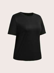 Muchica Bộ đồ nữ cỡ lớn, màu trơn, cổ tròn, tay ngắn, kiểu dáng thường ngày gồm áo thun và quần short, thích hợp cho mùa xuân/hè. - Nhiều màu - Xem 7