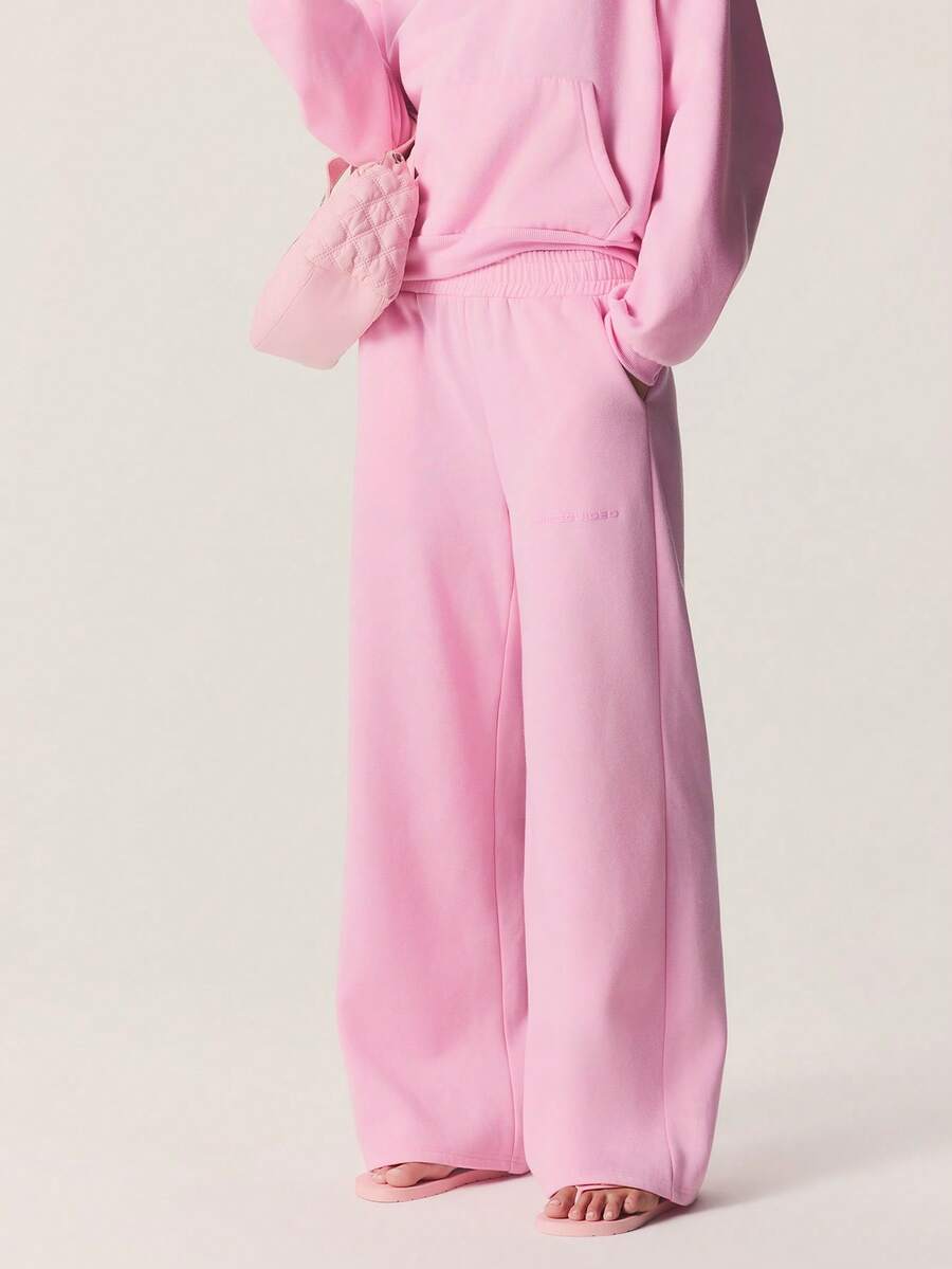 MISSGUIDED Quần nỉ ống rộng cạp cao dáng thoải mái với thắt lưng chun và túi bên hông, mang lại sự thoải mái thường ngày và phong cách đồ mặc nhà. - Hồng - Xem 1