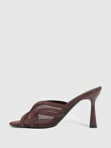 CUCCOO SZL Giày sandal cao gót nữ mùa xuân - Cà phê nâu - Xem 5