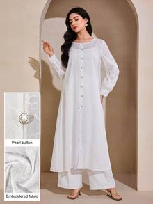 Graceveil Blusa de cárdigan de manga larga holgada con bordado elegante para mujeres, dulce y de moda - Blanco - Ver 7