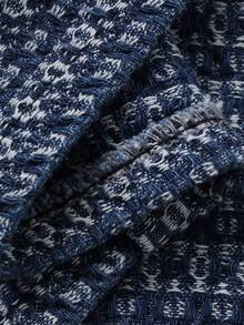 DAZY 女士优雅花卉格纹印花假口袋圆领泡泡袖牛仔连衣裙，夏季，婚礼宾客礼服 - 中等水洗藍 - 查看 7