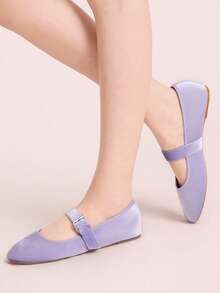 CUCCOO DOLLMOD Women's Shoes Cornflower Blue Round Toe Velvet Flats - Light purple - View 5