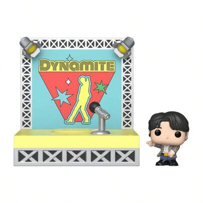  Figura de vinilo mini Funko Bitty Pop Stages BTS Jung Kook Edición Dynamite con escenario de exhibición, decoración de escritorio y regalo coleccionable