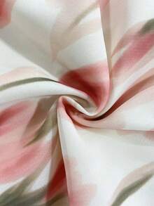 Franclia 女士新款数码印花露背收腰连衣裙，适合海滩度假和旅行 - 杏色 - 查看 4