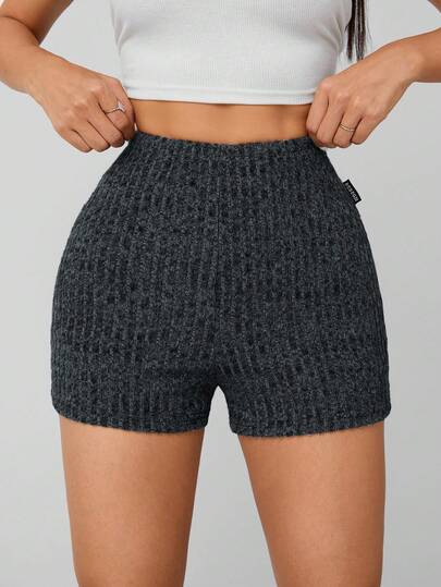 SHEIN PETITE Summer Marled Knit Biker Shorts