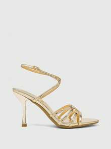 CUCCOO SZL Women Shoes Spring And Summer New Gold Round Toe Thin High Heel Thin Strap Ankle Strap Women's High Heel Sandals Fashion Comfortable Versatile Sexy Party Women's Sandals Women's Shoes - Gold - View 4