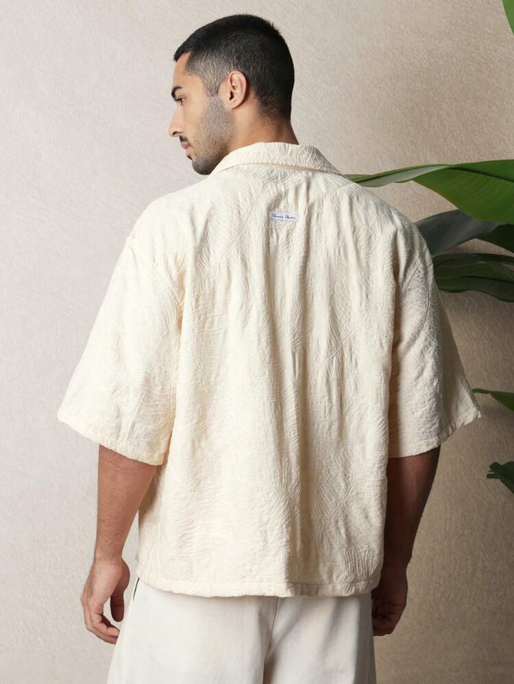 Camicia da resort con colletto rever a vestibilità squadrata e ricamo