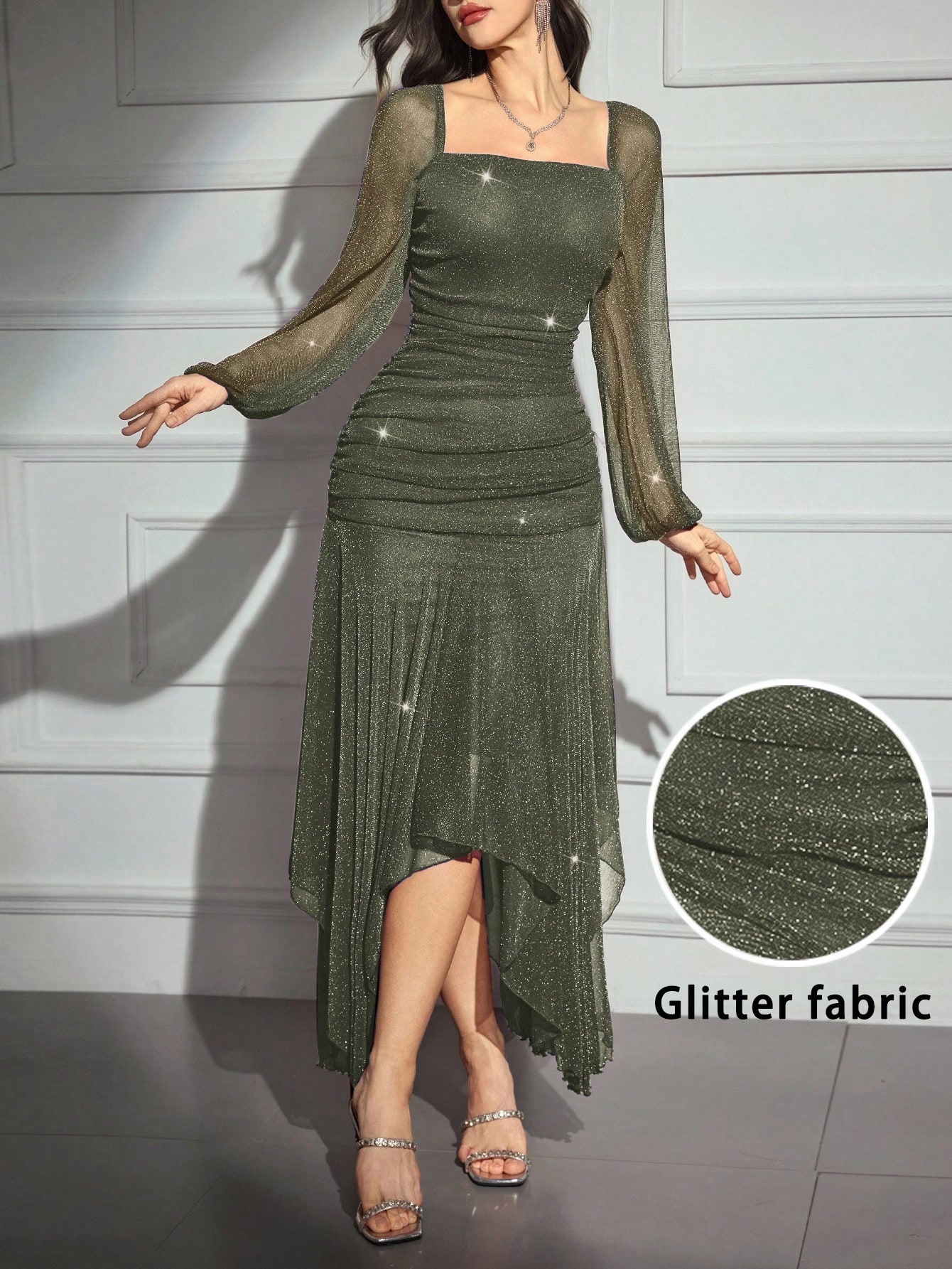 Modelyn فستان أنيق للنساء بهيكل غير متماثل وبرقائق...