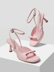 MOTF PREMIUM ELEGANT BOW-TIED WOMEN'S HIGH HEEL SANDALS, DELICATE BOW DESIGN, COMFORTABLE WIDE TOE BOX, SLIM HEEL MID HEEL, COMFORTABLE FOR DATING, ANGORA RED SPRING SHOES - Dusty Pink - View 4