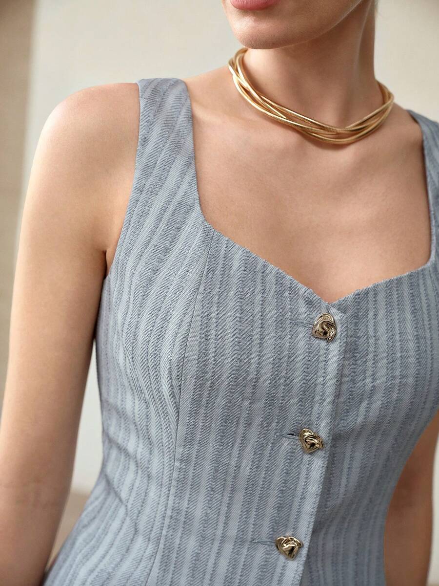 MOTF PREMIUM WOMEN'S ELEGANT BUTTON UP ALL OVER PRINT DENIM JACKET - Blue - View 1