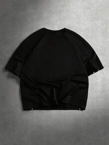 STYNVO 男士字母印花圆领短袖休闲百搭T恤 运动衫 男士宽松健身衫 男士街头服饰 男士T恤 街头服饰上衣 男士短袖上衣 男士宽松T恤 落肩T恤 男士图案T恤 - 黑色 - 查看 2