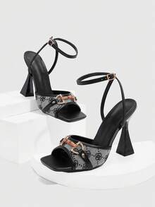 CUCCOO SZL Damen bequeme Lässig High Heel Sandalen, vielseitig für den täglichen Sommertragen - Schwarz und Weiss - Übersicht 2
