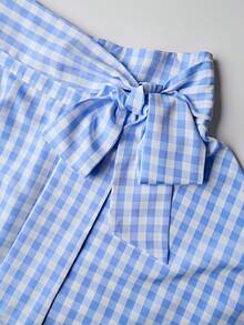 Olithes Spring/Summer Women's Plaid Vacation Skirt - Blue - View 4