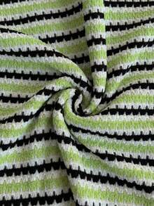 Soleia Women's Vacation Striped Twist Design Cropped Bandeau Top - Mint Green - View 7