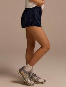 Fluxe Women's Elastic Waist Striped Loose Casual Shorts - Navy Blue - View 7