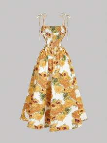 SHEIN MOD Women's Elegant Floral Print Dress, Summer - Multicolor - View 5