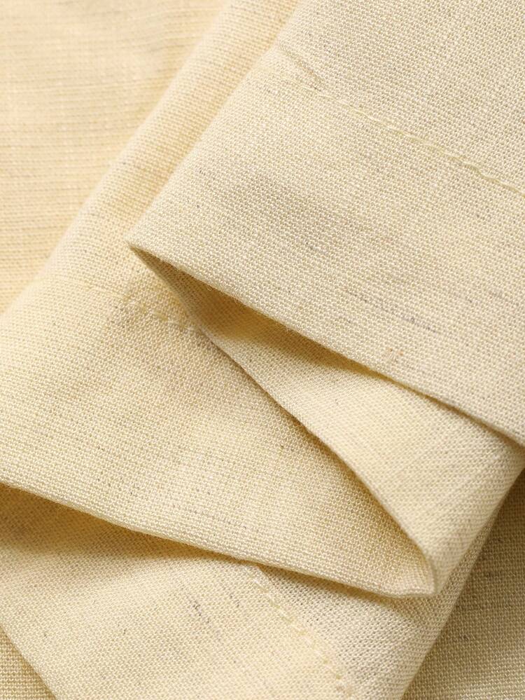 Women's Casual Solid Color Knotted Shoulder Top And Wide Leg Pants 2 Pieces Set, Spring/Summer