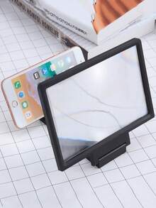 3D Phone Screen Magnifier, Dual Screen HD Magnifier With Portable Hands-Free Stand, For Smartphones/Tablets, Amplify Video Watching, Gaming, Working, Compatible With All Devices - Black - View 4