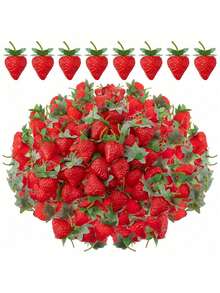 Artificial Red Strawberry, Realistic Simulation Of Fruit Plastic Strawberry, Suitable For Home Kitchen Party Decoration, Photography Props, Gifts, Birthday And Graduation Ceremonies, Etc. - Red - View 9