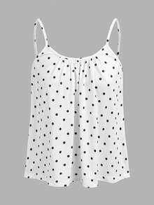 SHEIN EZwear 两件装女士褶皱宽松吊带背心，可调节肩带，波点图案，适合春夏穿着，夏季度假，宽松舒适，适合音乐节、比赛日、体育赛事等场合。 - 彩色 - 查看 3