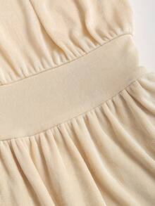 Sweetra Women's Apricot Halter Neck Dress, Spring/Summer - Apricot - View 6