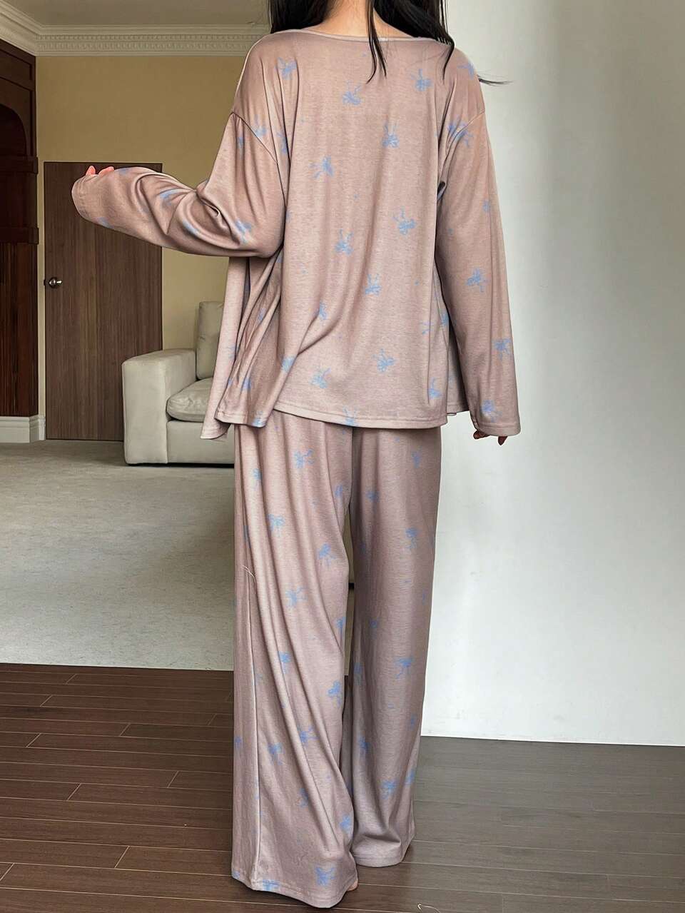 3pcs Bow Print Pajama Set Including Camisole And Pants, Women Sleepwear Suit For Autumn