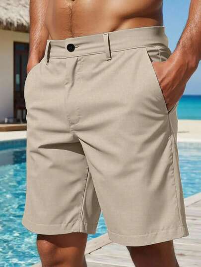 VENTUSAIL Pantalones cortos casuales de hombre con bolsillo en diagonal, pantalones cortos de lino sueltos y frescos de unicolor para el verano, pantalones cortos de verano casuales para hombres, pantalones cortos de color caqui para hombres, bermudas de lino para hombres. Un gran regalo para un novio o esposo.